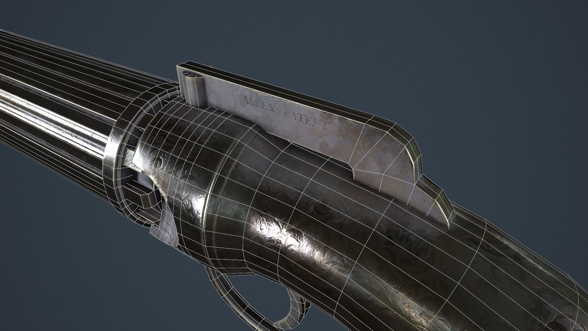 Allens and Turber Pepperbox Revolver Low-poly 3D model_13
