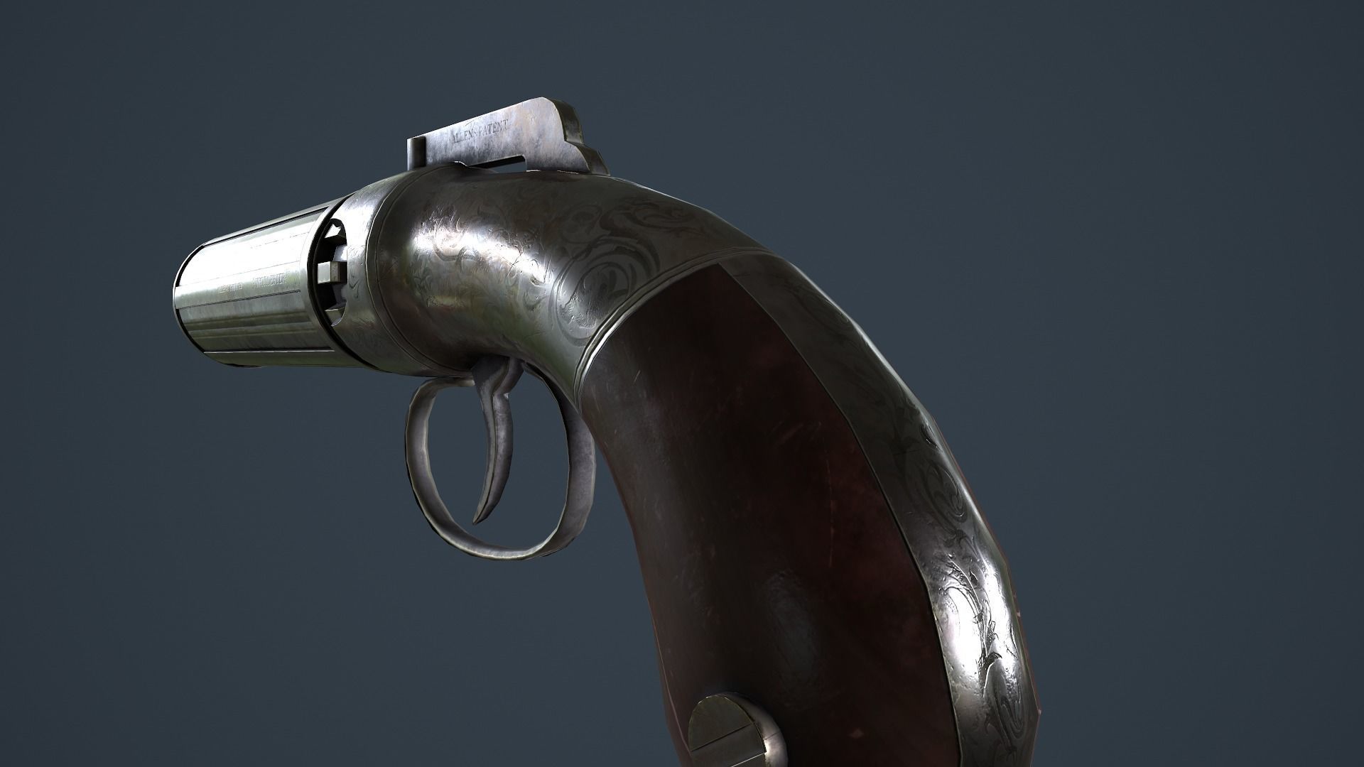 Allens and Turber Pepperbox Revolver Low-poly 3D model_2
