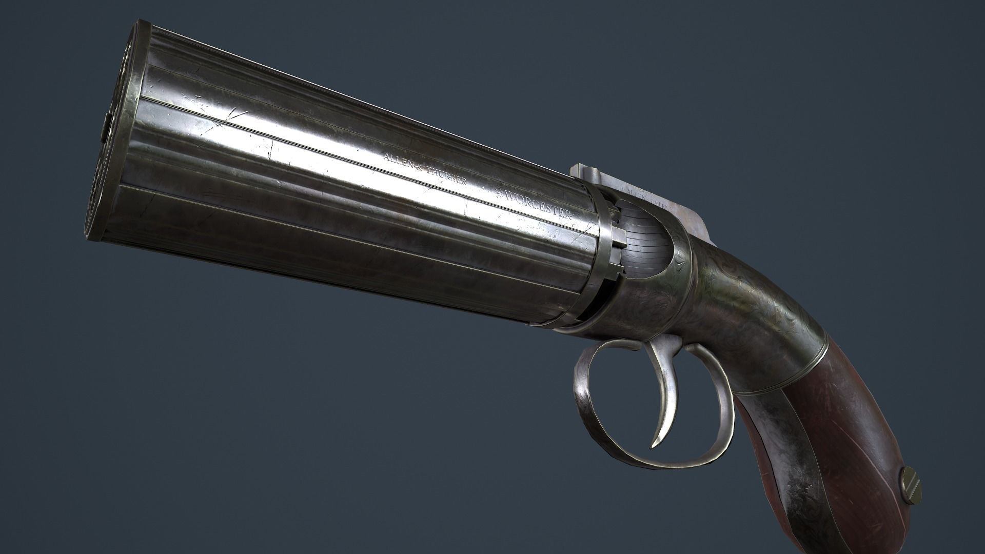 Allens and Turber Pepperbox Revolver Low-poly 3D model_8