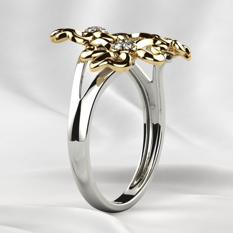 Sweet Flowers Gold Ring 3D print model_17