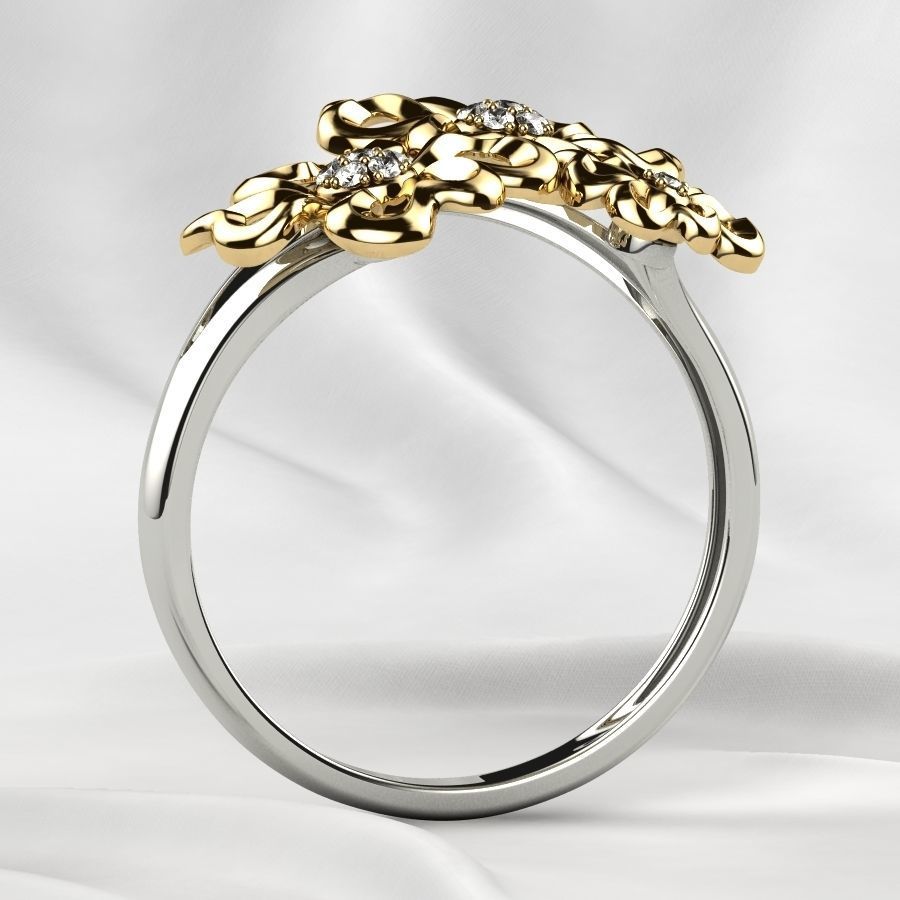 Sweet Flowers Gold Ring 3D print model_20