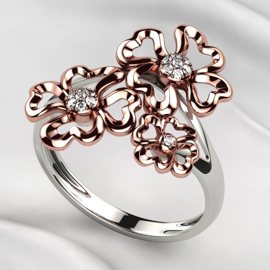 Sweet Flowers Gold Ring 3D print model_5