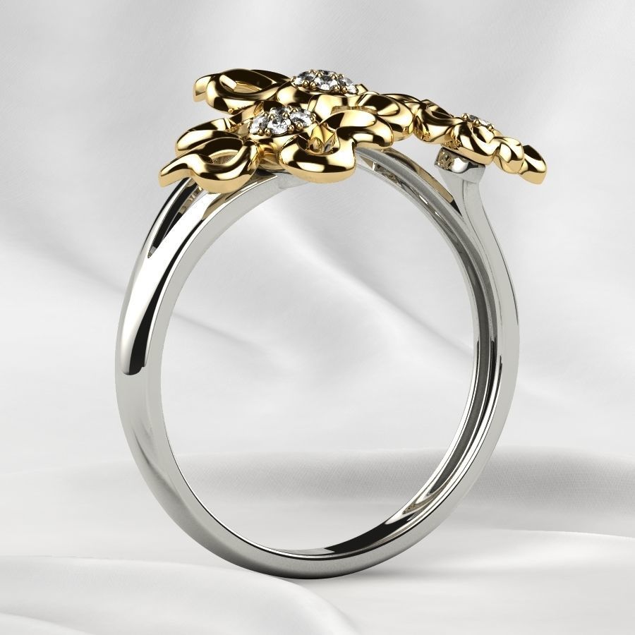 Sweet Flowers Gold Ring 3D print model_19
