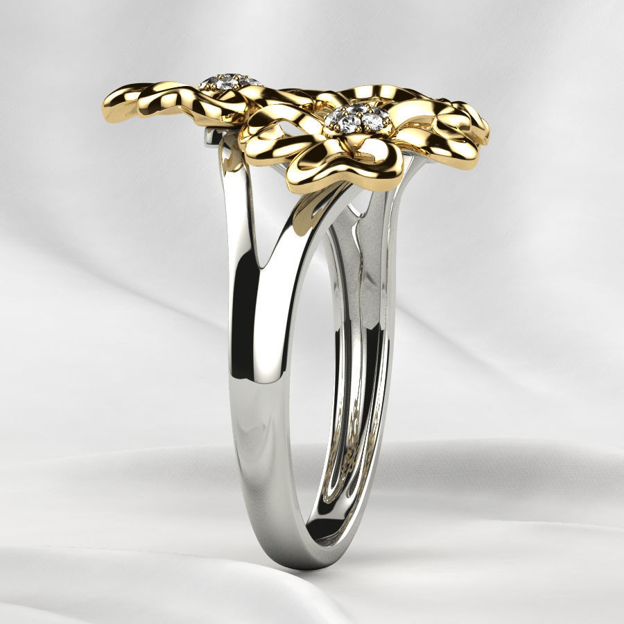 Sweet Flowers Gold Ring 3D print model_16