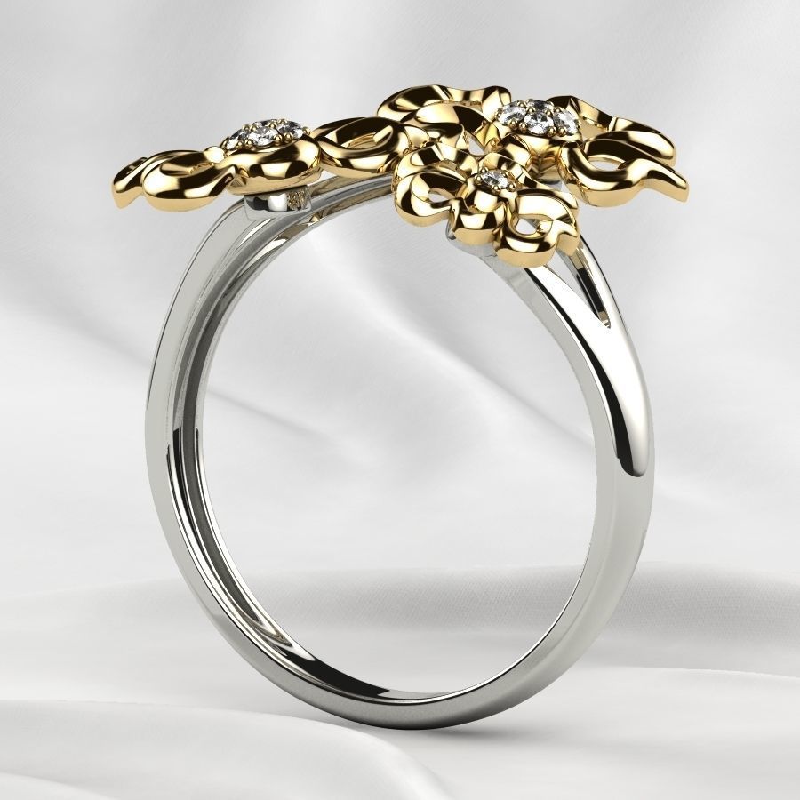 Sweet Flowers Gold Ring 3D print model_23