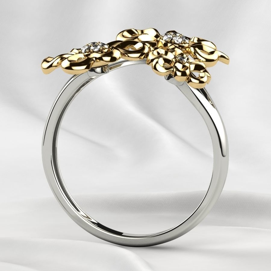 Sweet Flowers Gold Ring 3D print model_22
