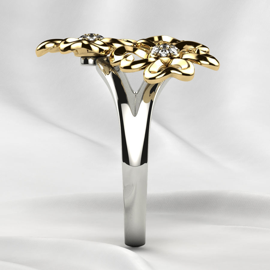 Sweet Flowers Gold Ring 3D print model_15
