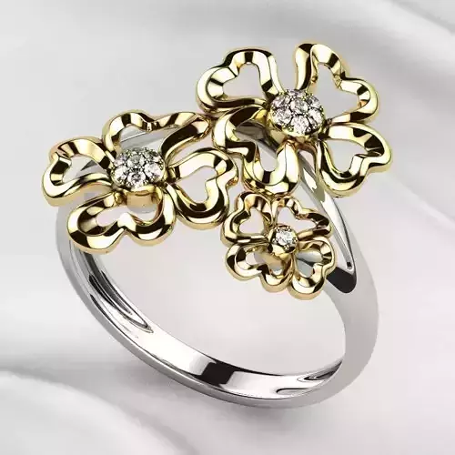 Sweet Flowers Gold Ring 3D print model
