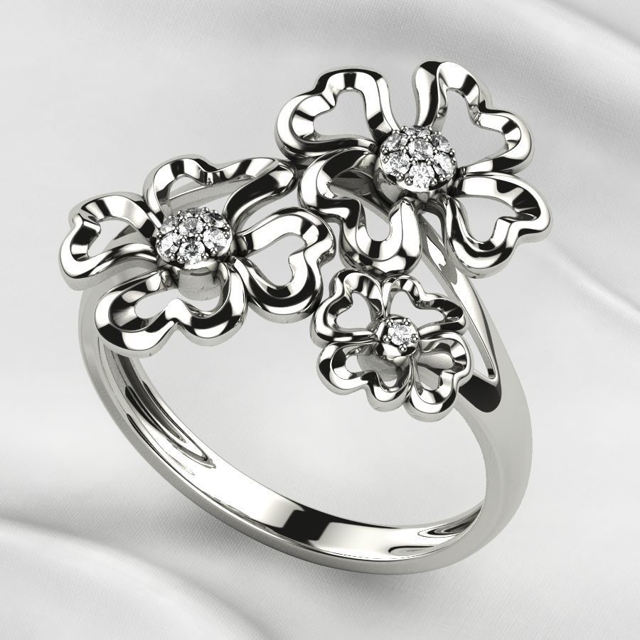 Sweet Flowers Gold Ring 3D print model_9