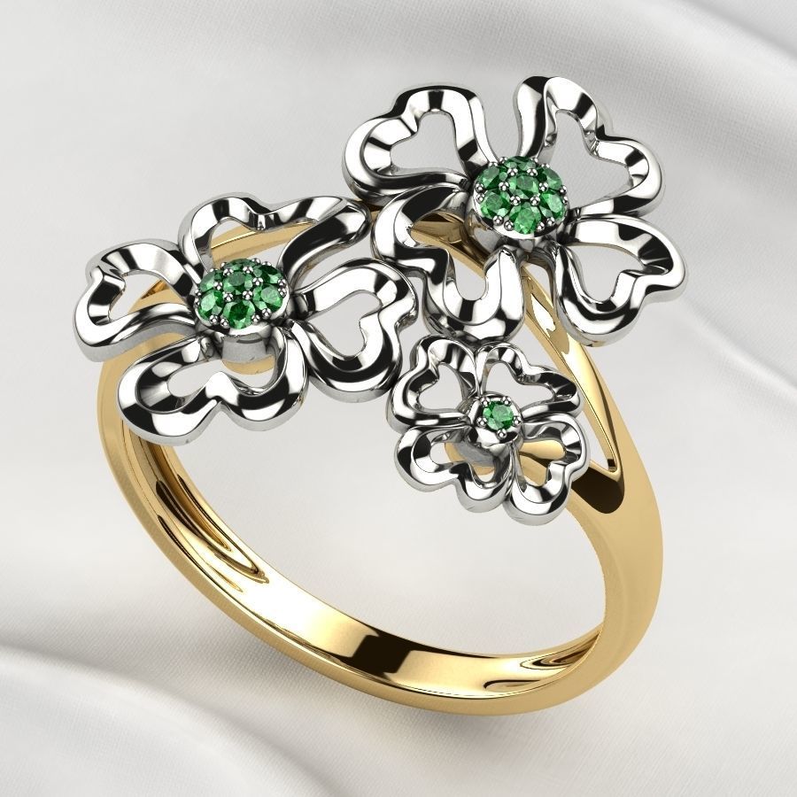 Sweet Flowers Gold Ring 3D print model_11