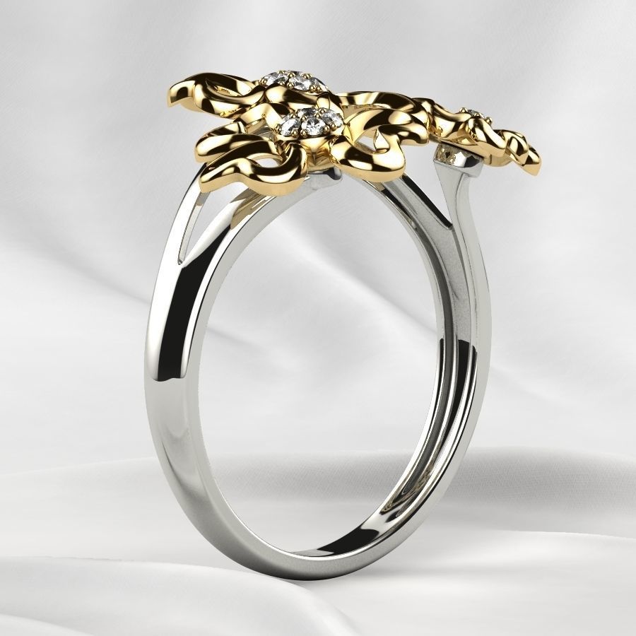 Sweet Flowers Gold Ring 3D print model_18