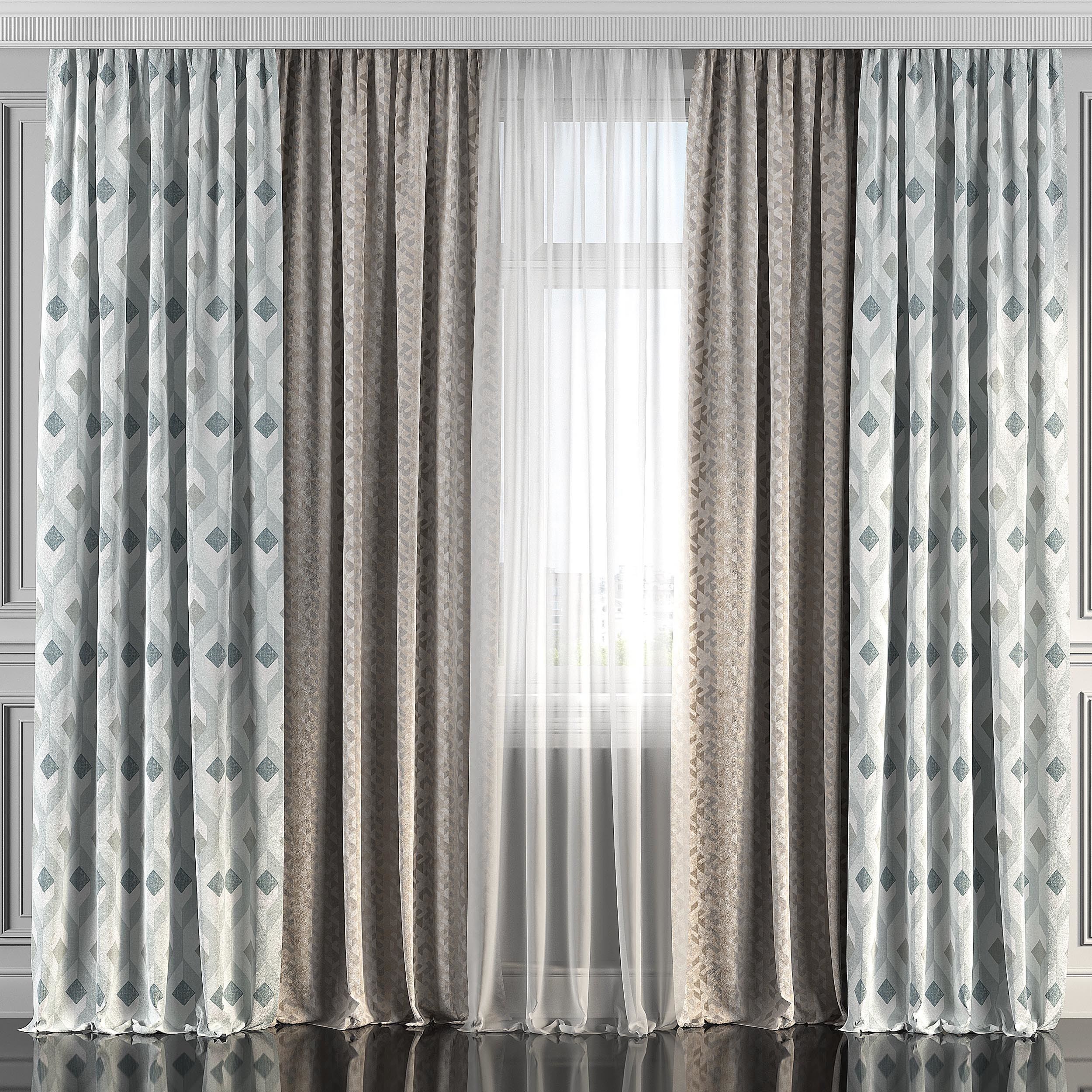 Curtain Set 146 3D model_1