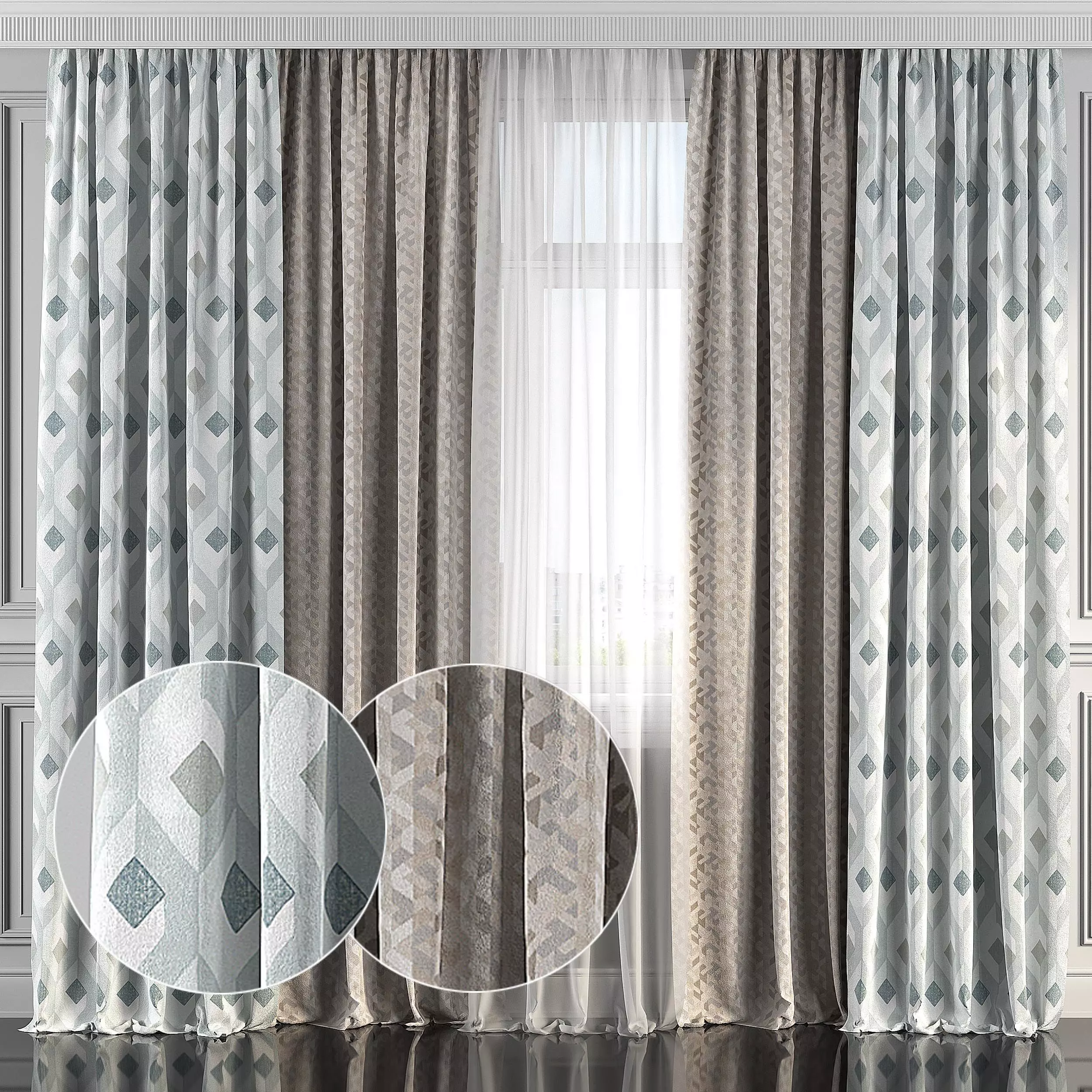 Curtain Set 146 3D model_0