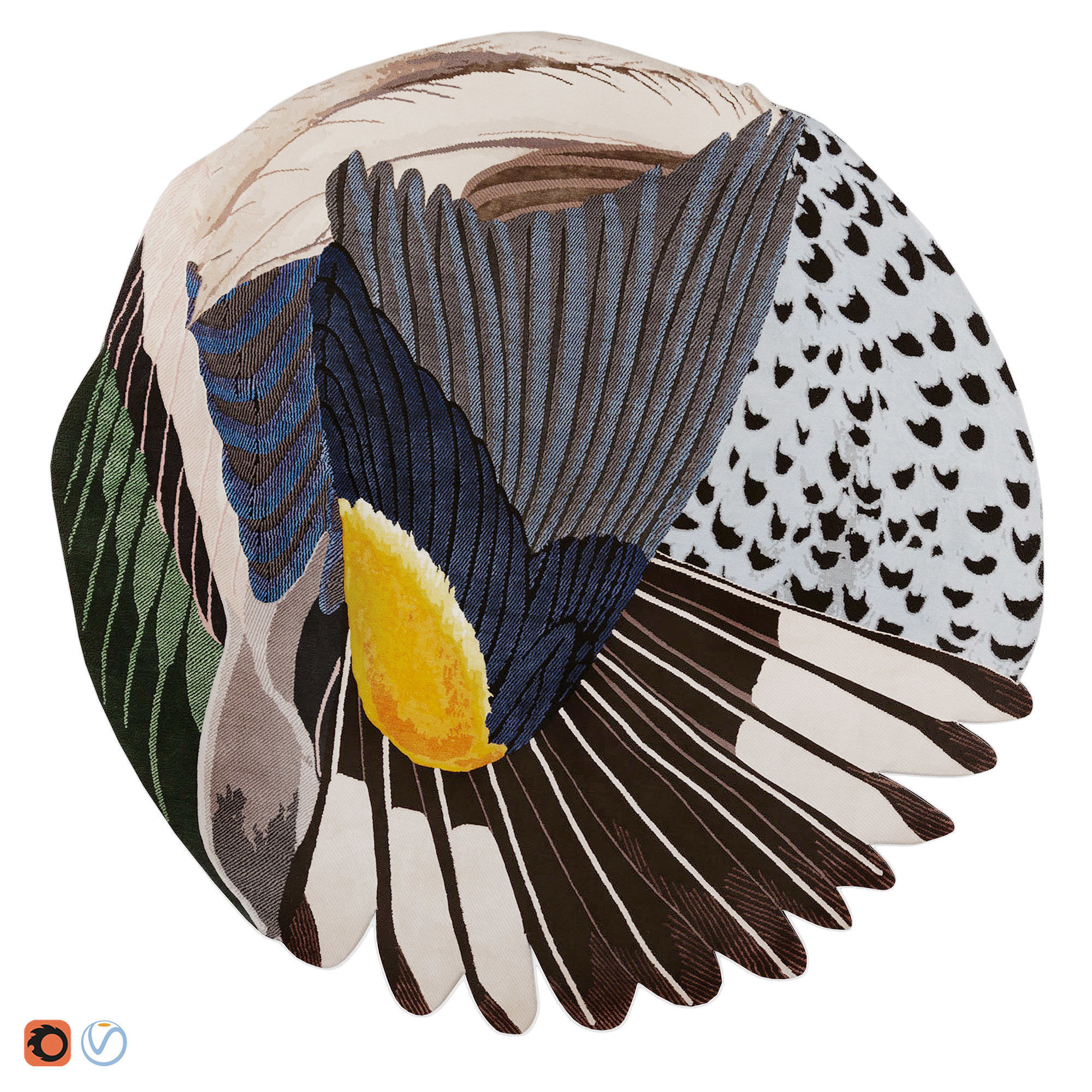 CC-Tapis Feathers and Round carpets 3D model_3
