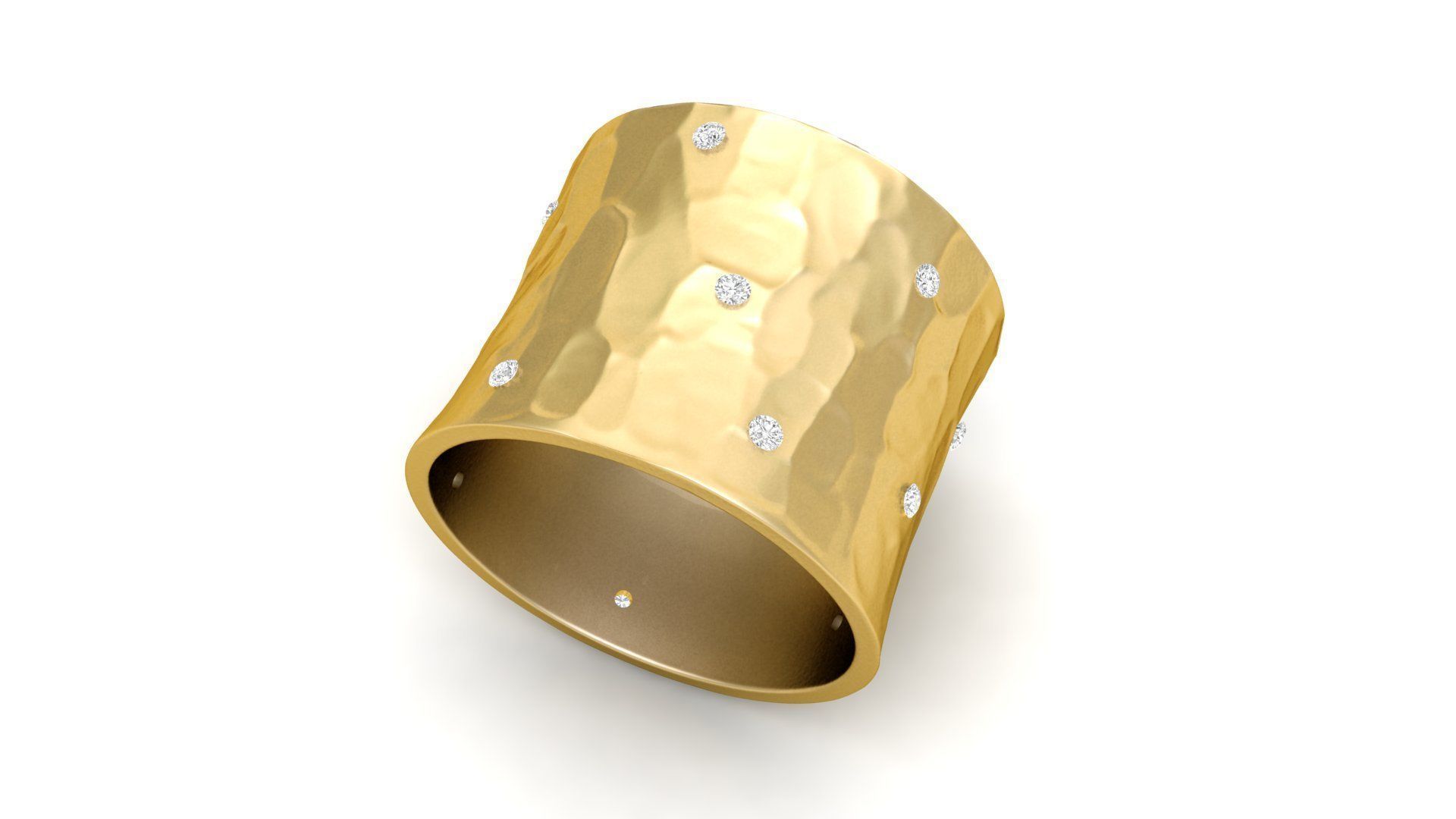 Hammer Texture Diamond Ring 3D print model_1