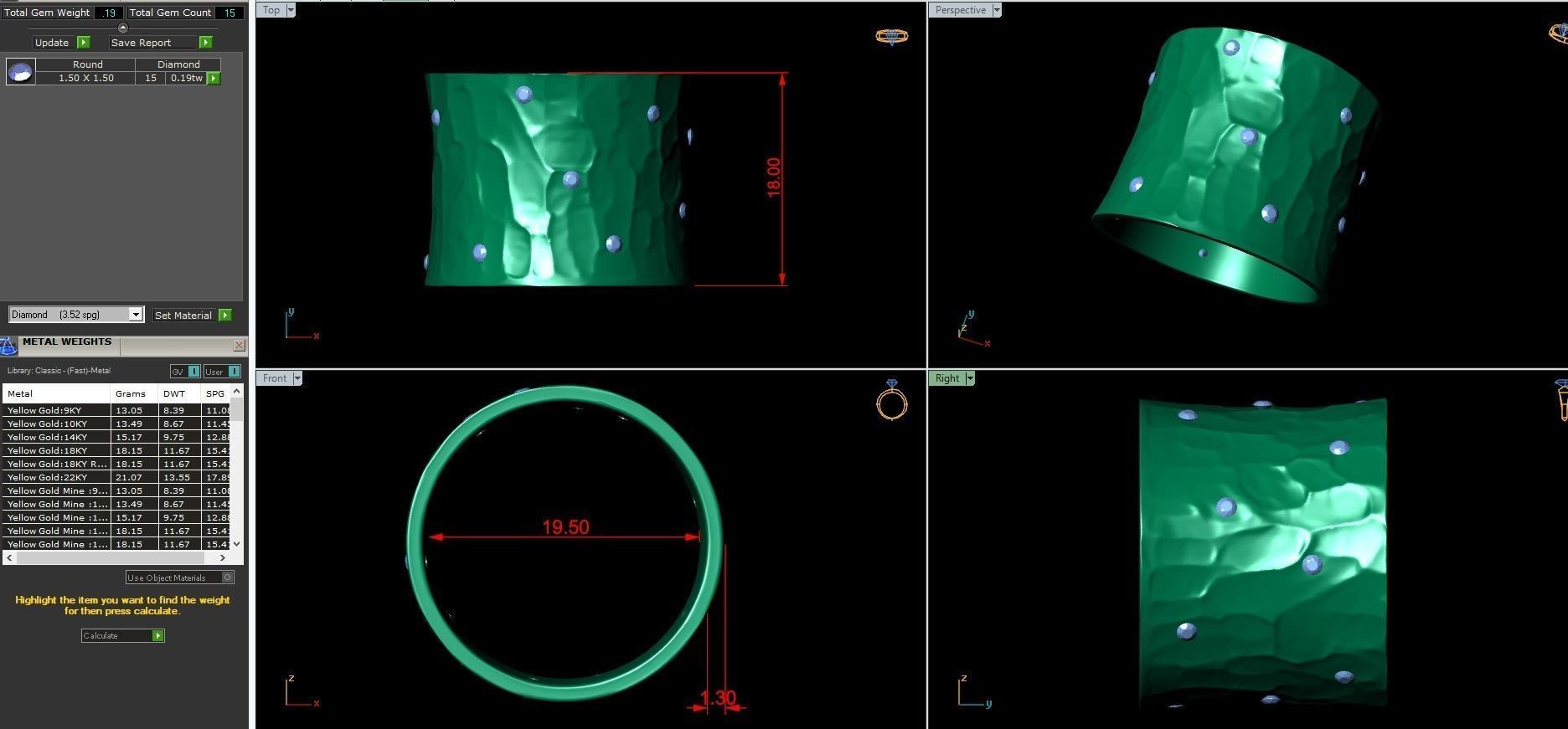 Hammer Texture Diamond Ring 3D print model_4