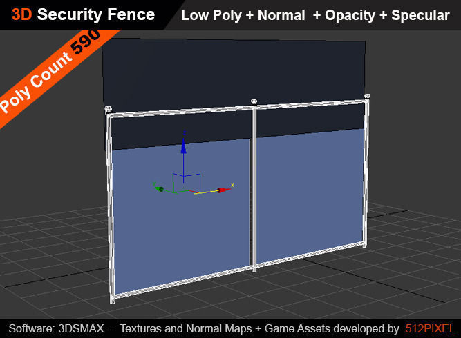 Fence Free low-poly 3D model_4