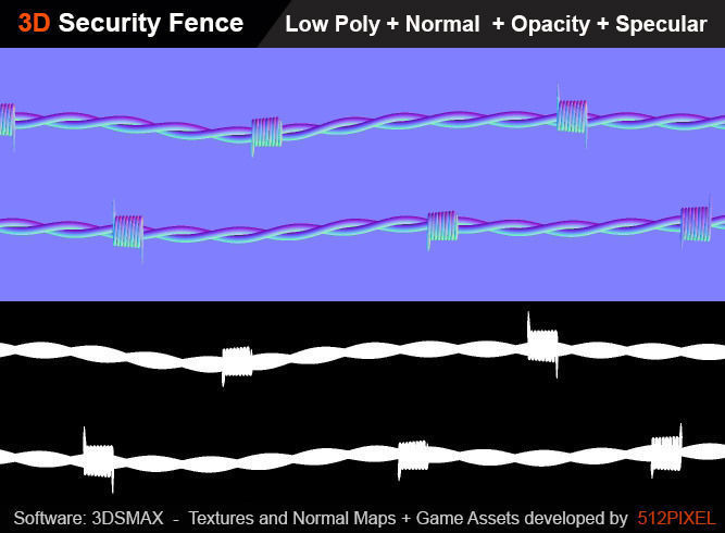 Fence Free low-poly 3D model_6
