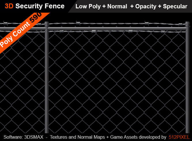 Fence Free low-poly 3D model_2