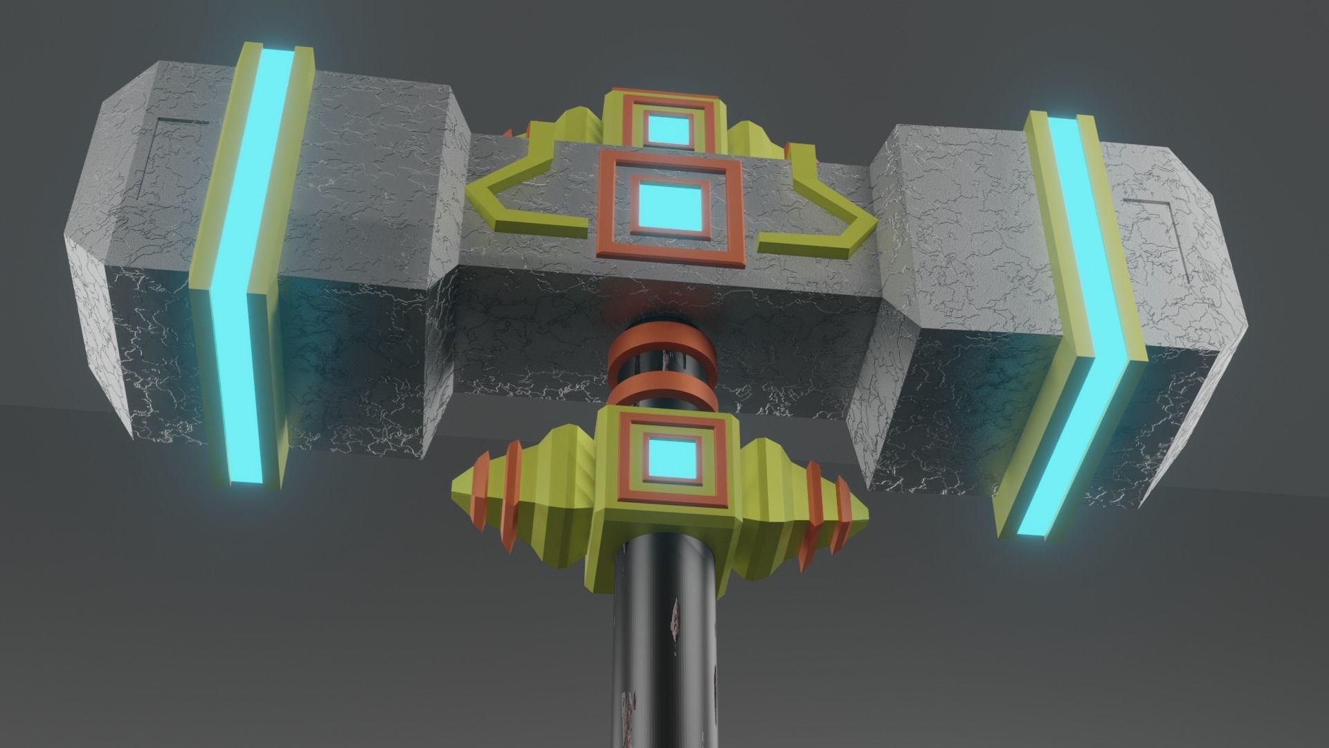luminous rock hammer Low-poly 3D model_8