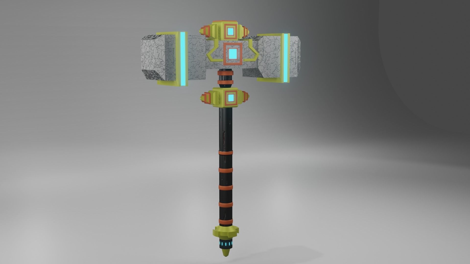 luminous rock hammer Low-poly 3D model_2
