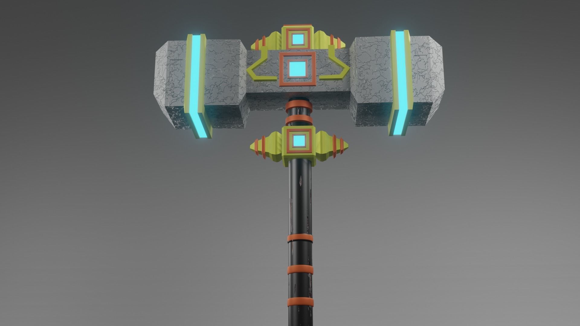 luminous rock hammer Low-poly 3D model_3