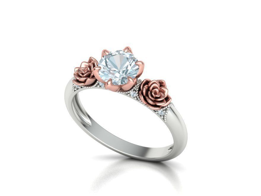 Flower Engagement Ring 1ct Stone Own design 3dmodel 3D print model_19