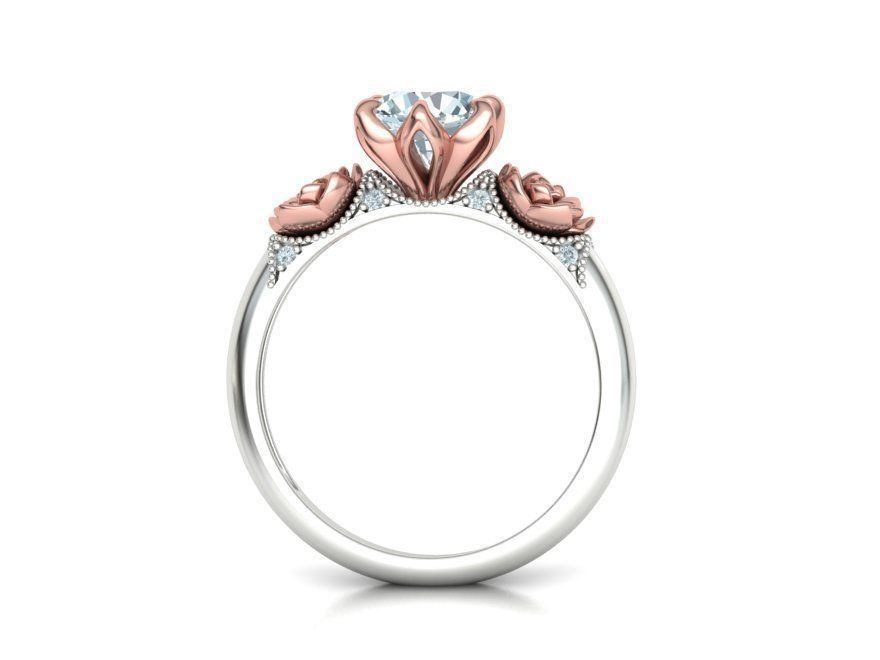 Flower Engagement Ring 1ct Stone Own design 3dmodel 3D print model_15