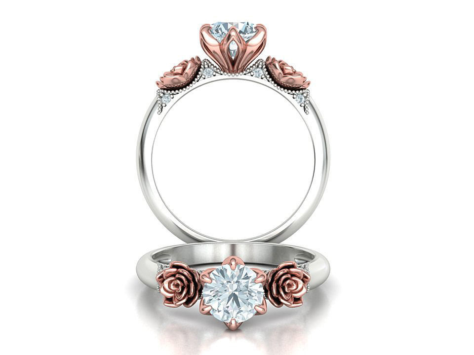 Flower Engagement Ring 1ct Stone Own design 3dmodel 3D print model_1