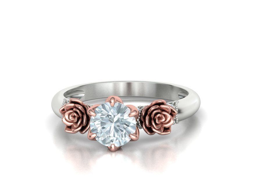 Flower Engagement Ring 1ct Stone Own design 3dmodel 3D print model_3