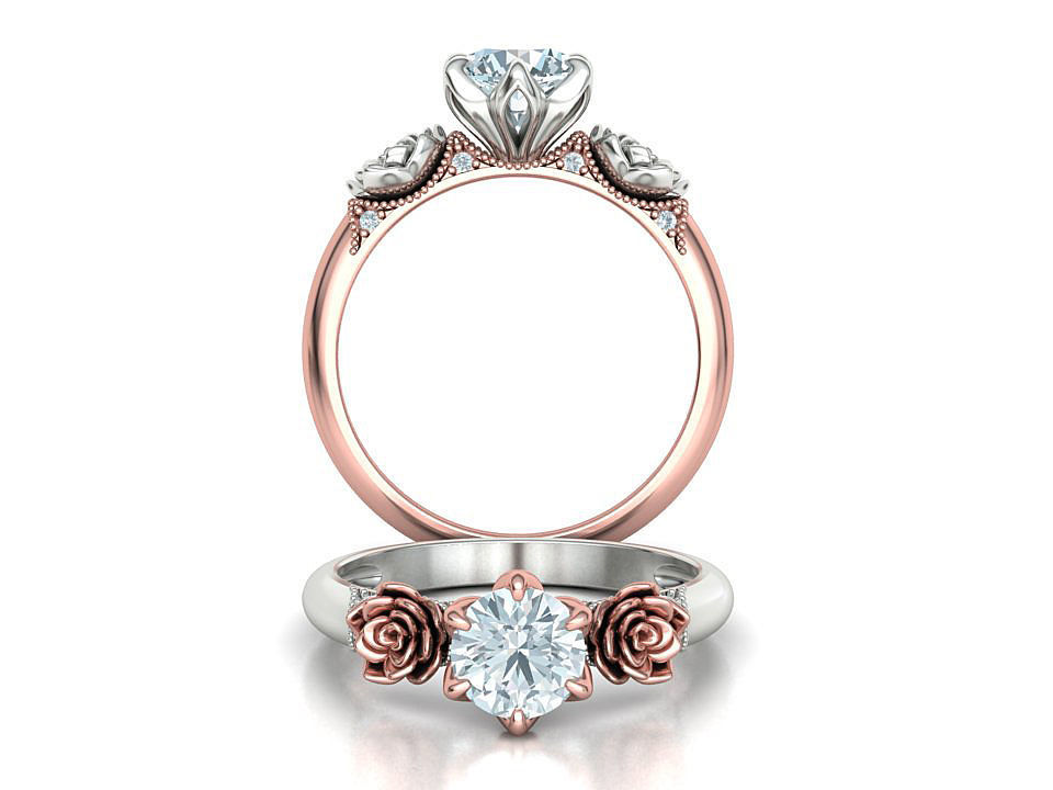 Flower Engagement Ring 1ct Stone Own design 3dmodel 3D print model_2