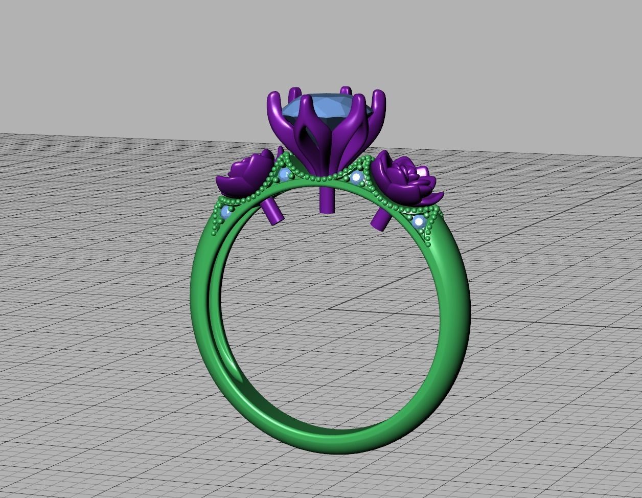 Flower Engagement Ring 1ct Stone Own design 3dmodel 3D print model_9