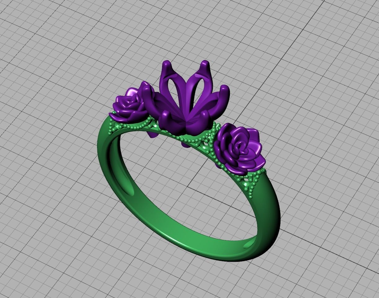 Flower Engagement Ring 1ct Stone Own design 3dmodel 3D print model_12