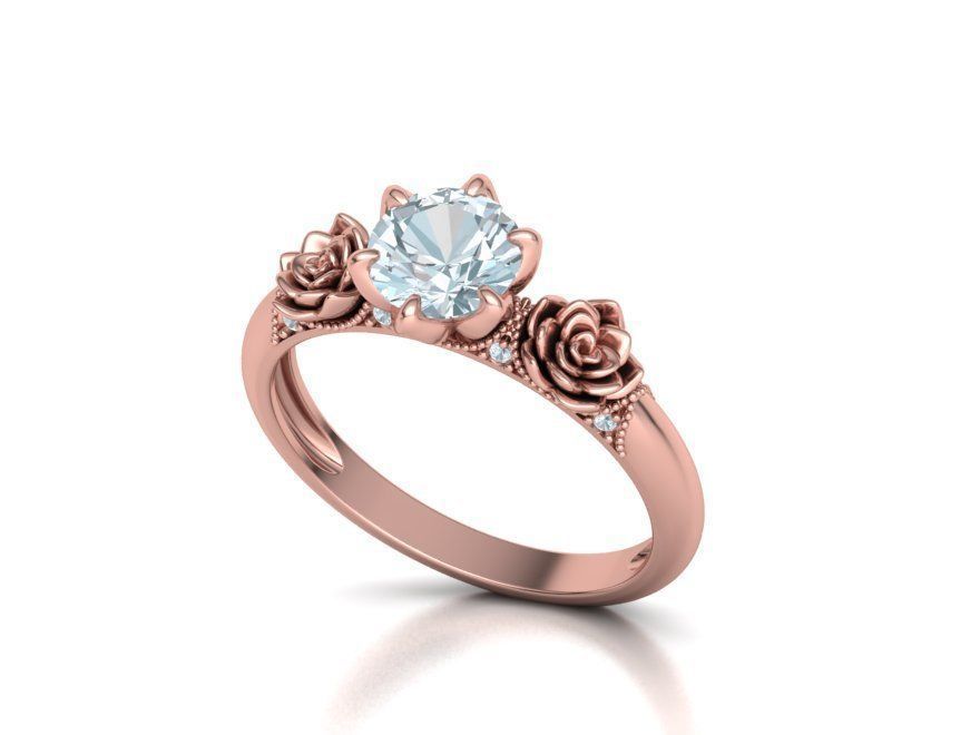 Flower Engagement Ring 1ct Stone Own design 3dmodel 3D print model_22