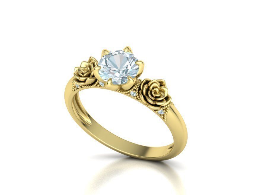 Flower Engagement Ring 1ct Stone Own design 3dmodel 3D print model_21