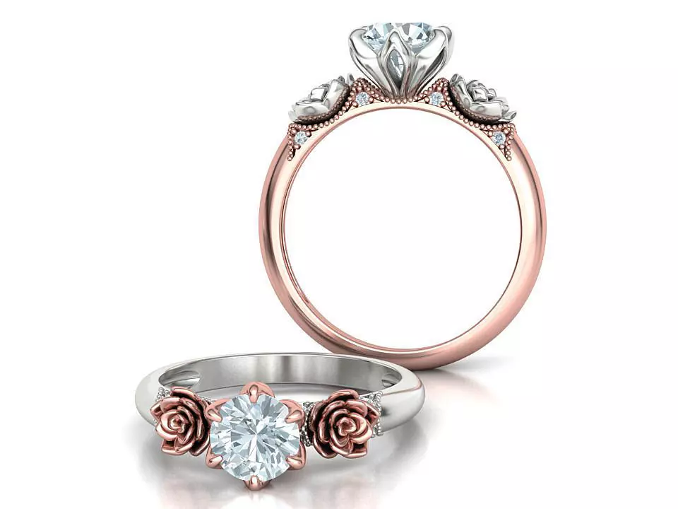 Flower Engagement Ring 1ct Stone Own design 3dmodel 3D print model_0