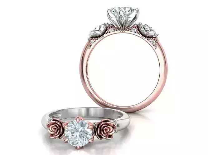 Flower Engagement Ring 1ct Stone Own design 3dmodel 3D print model