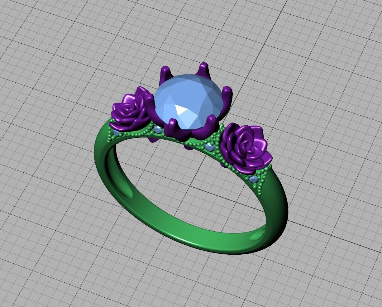 Flower Engagement Ring 1ct Stone Own design 3dmodel 3D print model_10