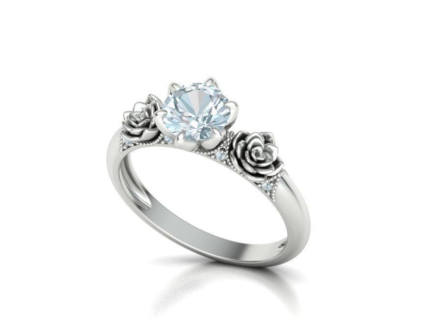 Flower Engagement Ring 1ct Stone Own design 3dmodel 3D print model_20