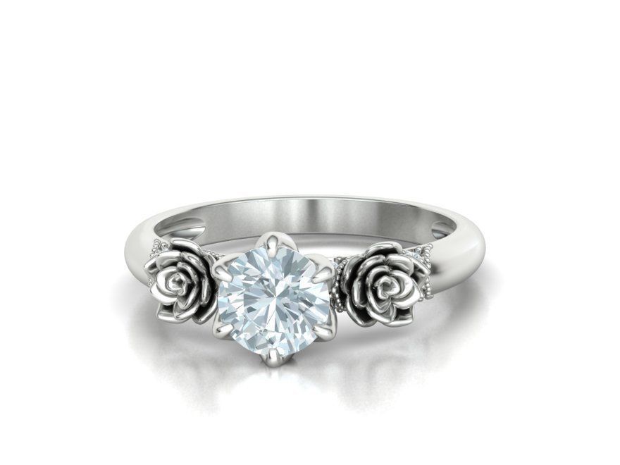 Flower Engagement Ring 1ct Stone Own design 3dmodel 3D print model_4