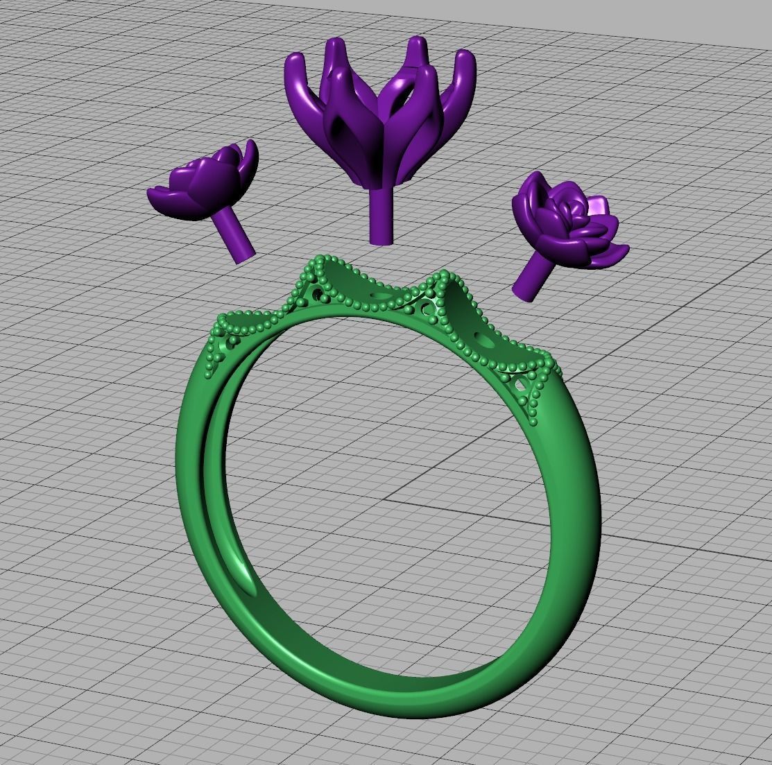 Flower Engagement Ring 1ct Stone Own design 3dmodel 3D print model_13