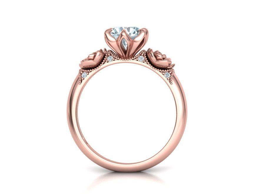 Flower Engagement Ring 1ct Stone Own design 3dmodel 3D print model_18