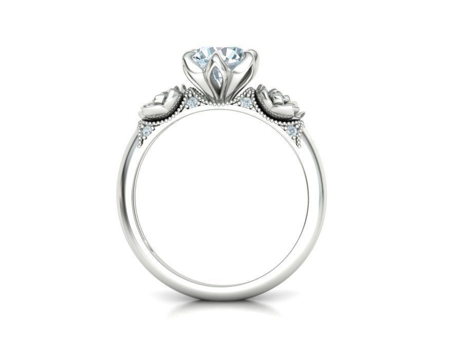 Flower Engagement Ring 1ct Stone Own design 3dmodel 3D print model_16