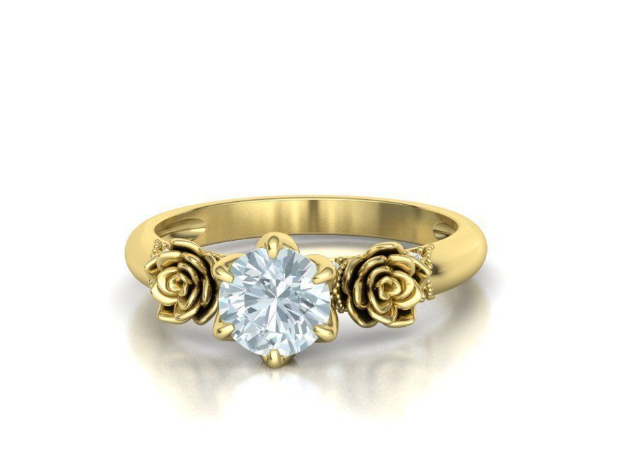 Flower Engagement Ring 1ct Stone Own design 3dmodel 3D print model_5