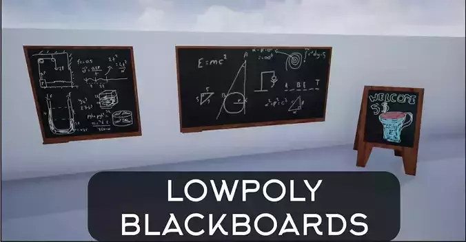 Lowpoly Blackboards blackboard and easel