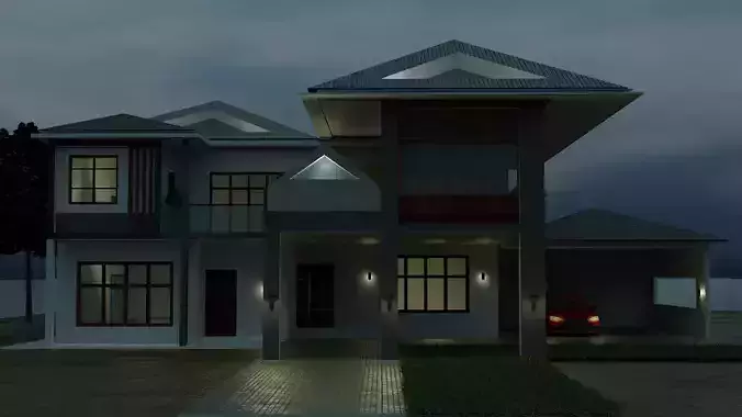 Sloped roof  tropical house