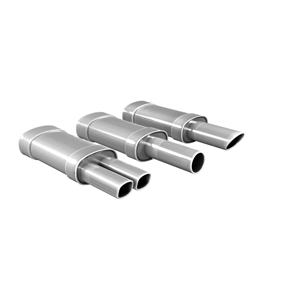 Exhaust three pipes 3D model_0