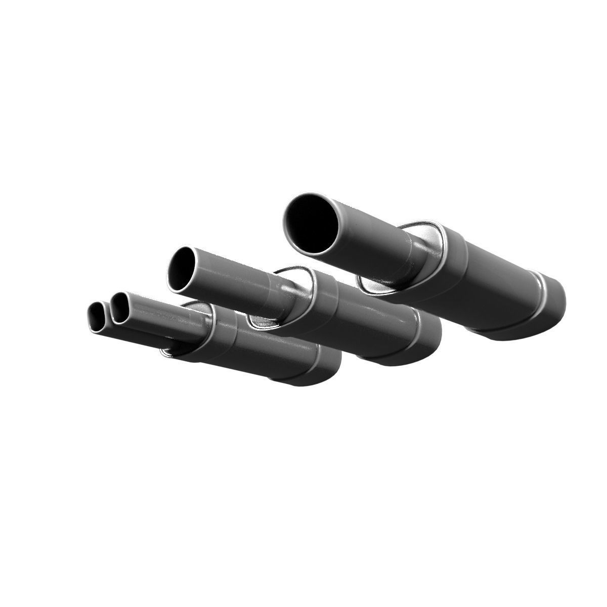 Exhaust three pipes 3D model_7