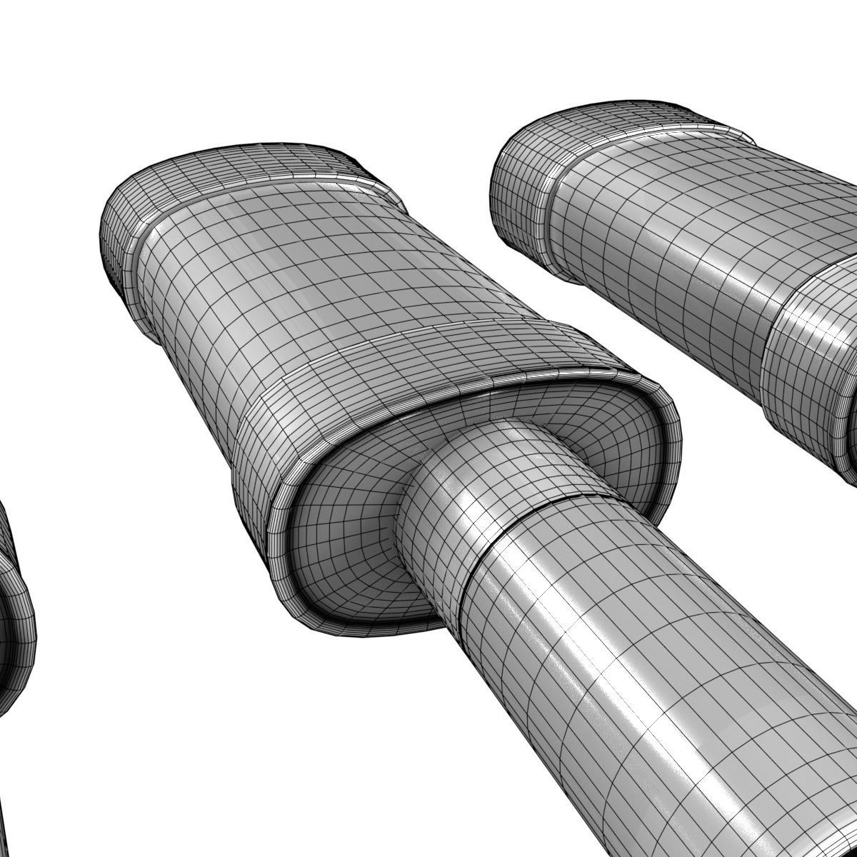 Exhaust three pipes 3D model_20