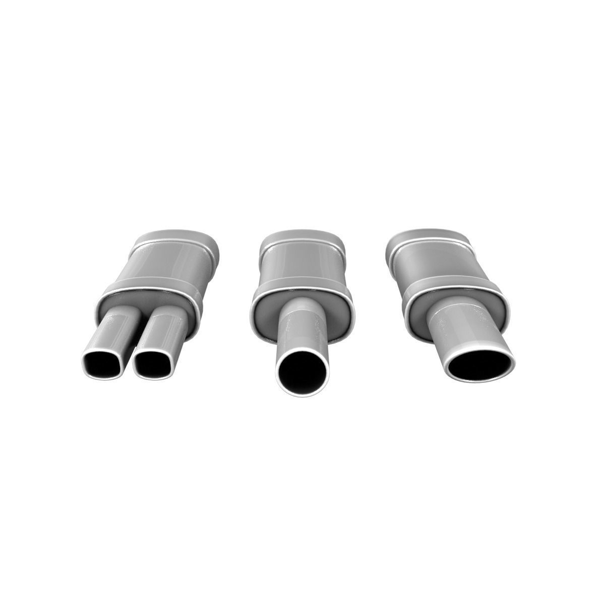 Exhaust three pipes 3D model_3